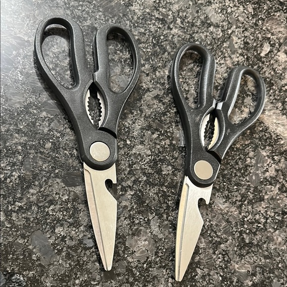 Set of 2 Black Stainless Steel Kitchen Scissors MultiTool NWOT - Picture 2 of 7